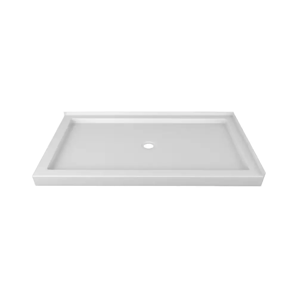 Shower Pan - 32 inch D x 60 inch W x 2 3/4 inch H Center Drain Single Threshold Shower Base in White ABCS3260C-1W