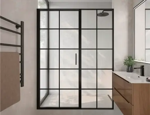 Axio Gridient Pivot Door and Panel Shower Door