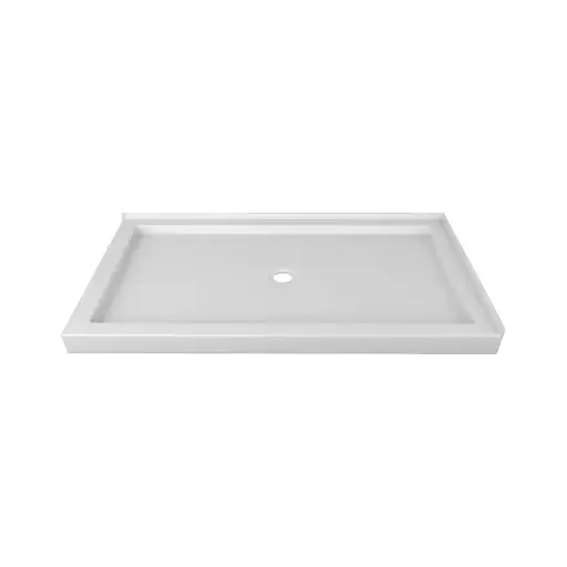 Shower Pan - 32 inch D x 60 inch W x 2 3/4 inch H Center Drain Single Threshold Shower Base in White ABCS3260C-1W